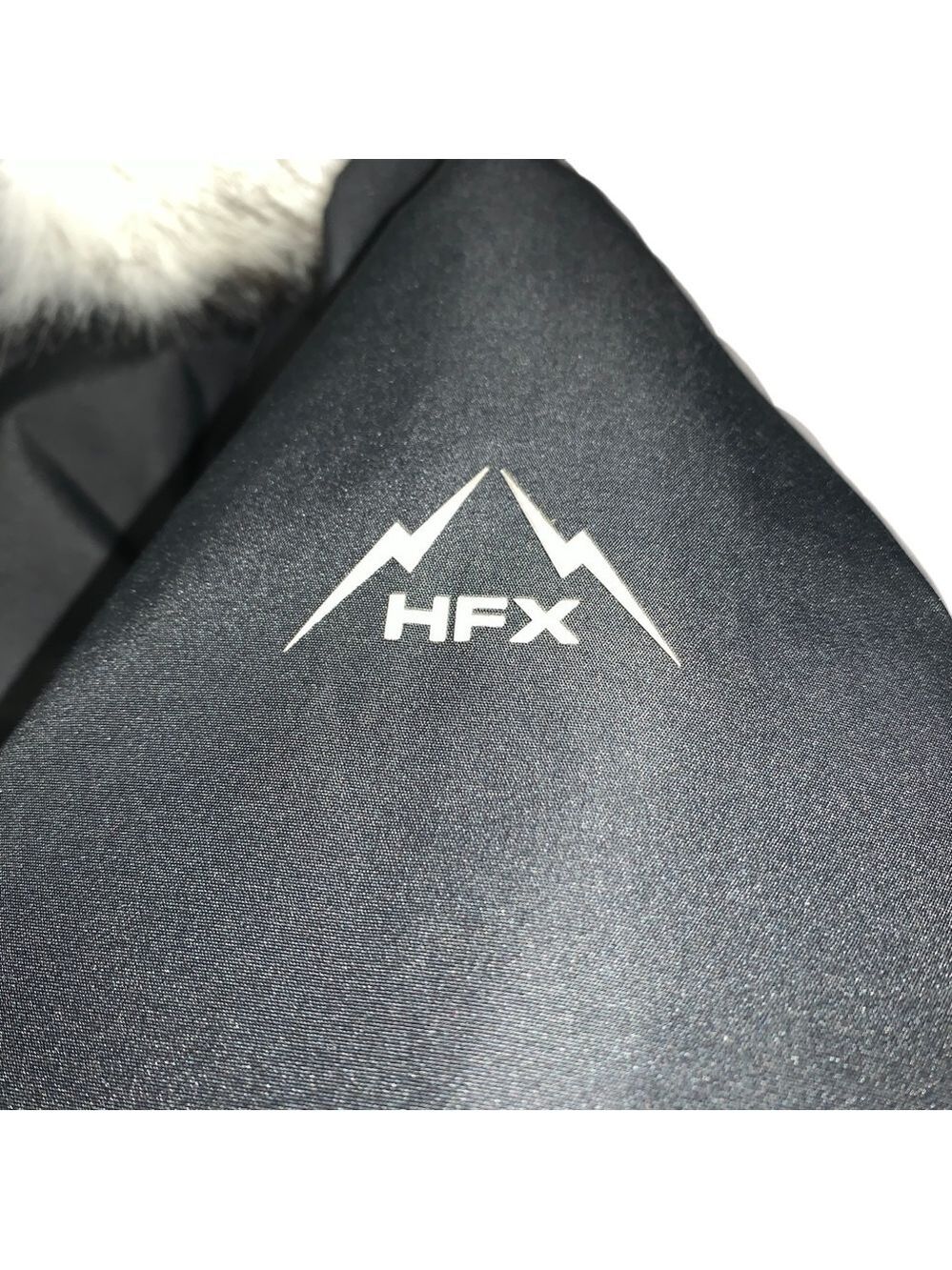 HFX Parka Puffer Jacket L Faux Fur Brim Hood Insulated Black Warm Snow - Picture 2 of 9